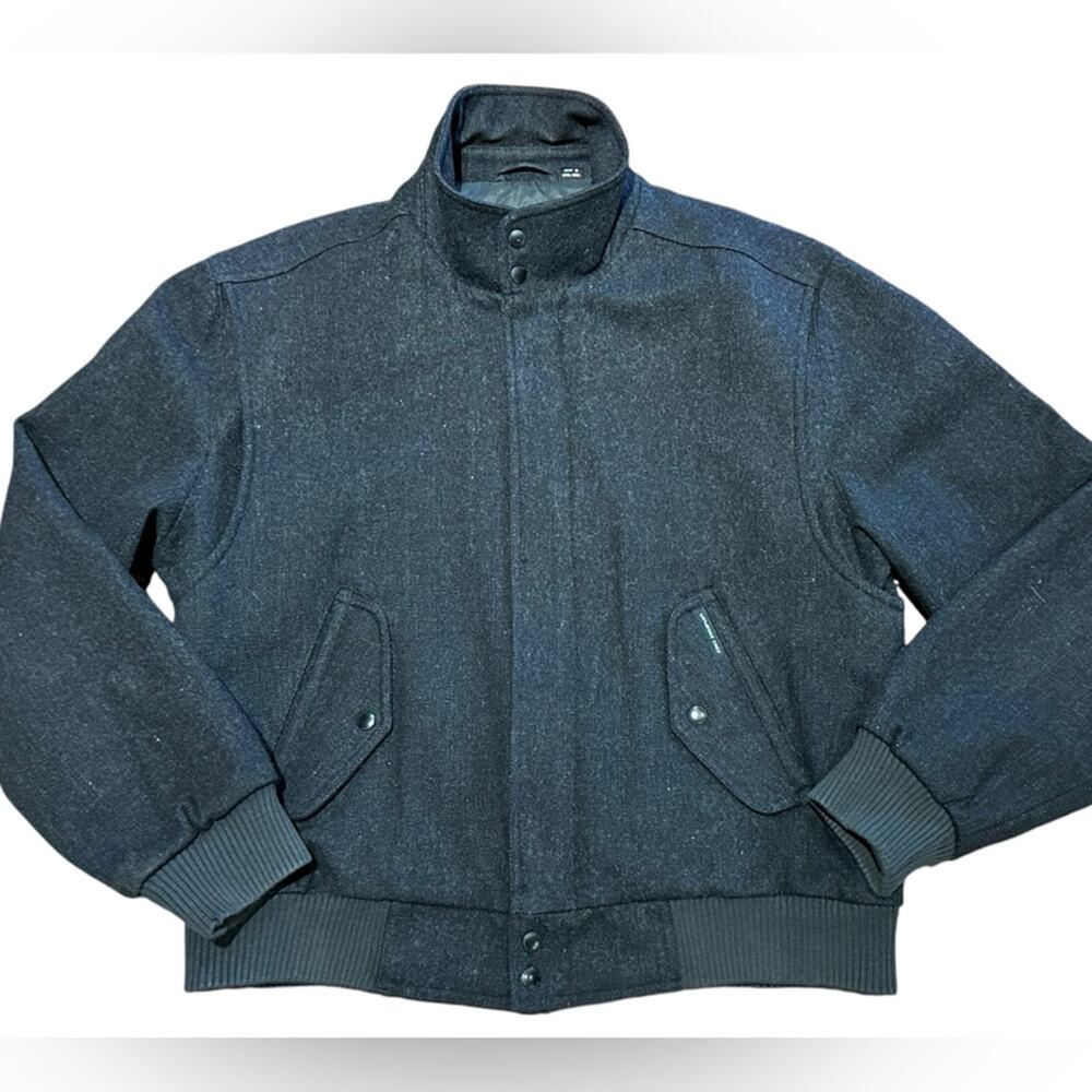 Members Only Mens Size 42 100% Wool Bomber Jacket/Coat Zip and Stand Up Collar